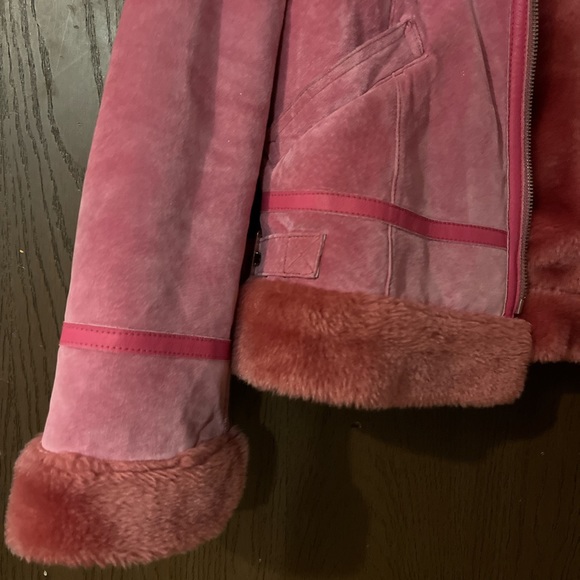 SOLD**  pink leather fur coat - Picture 4 of 4